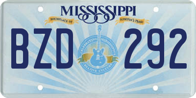 MS license plate BZD292