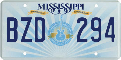 MS license plate BZD294