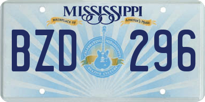 MS license plate BZD296