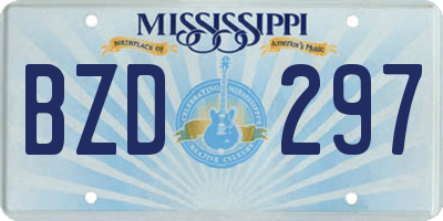 MS license plate BZD297