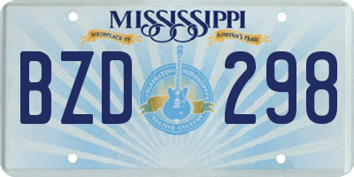 MS license plate BZD298