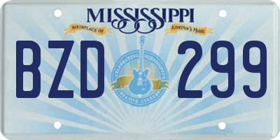 MS license plate BZD299