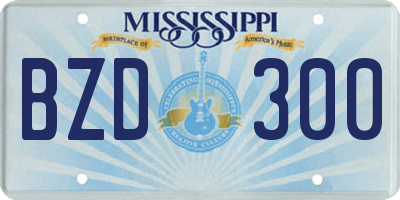 MS license plate BZD300