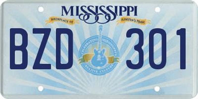 MS license plate BZD301