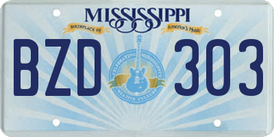 MS license plate BZD303