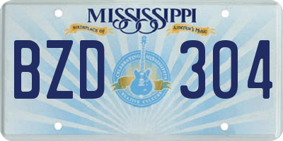MS license plate BZD304