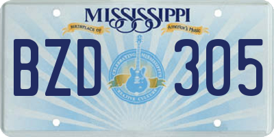MS license plate BZD305