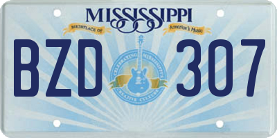 MS license plate BZD307