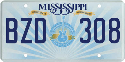 MS license plate BZD308