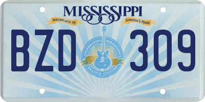 MS license plate BZD309