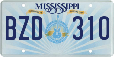 MS license plate BZD310