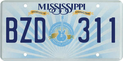 MS license plate BZD311
