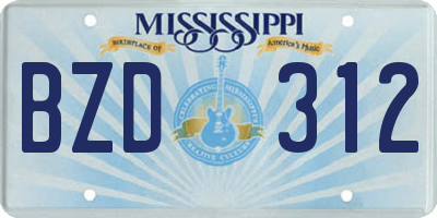 MS license plate BZD312
