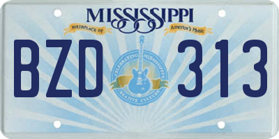 MS license plate BZD313