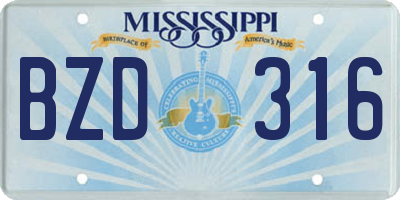 MS license plate BZD316