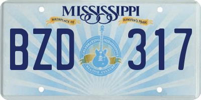 MS license plate BZD317