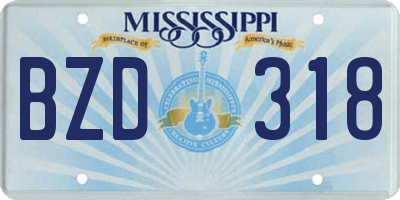 MS license plate BZD318