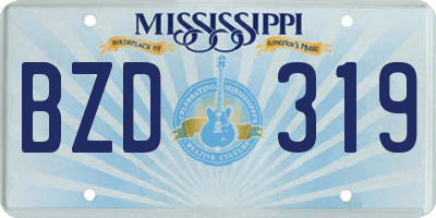 MS license plate BZD319