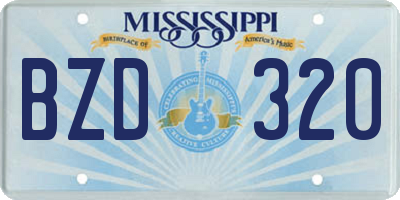 MS license plate BZD320