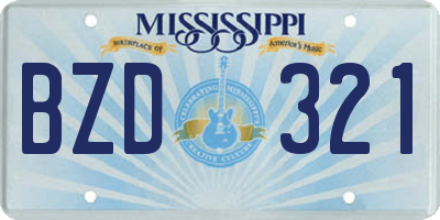MS license plate BZD321
