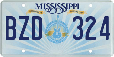 MS license plate BZD324