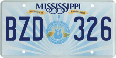 MS license plate BZD326