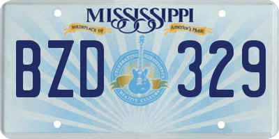 MS license plate BZD329