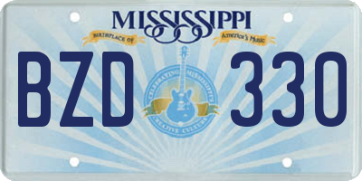 MS license plate BZD330