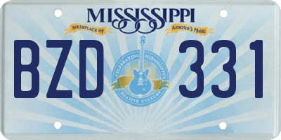 MS license plate BZD331
