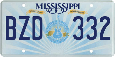 MS license plate BZD332