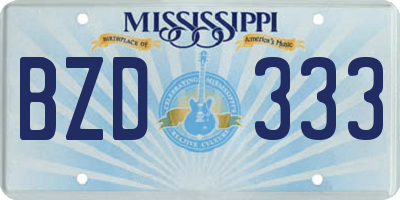 MS license plate BZD333