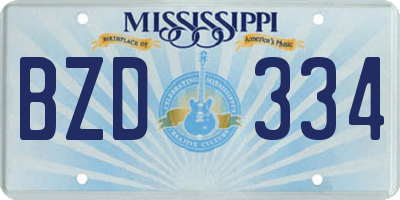 MS license plate BZD334