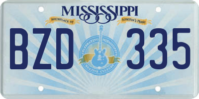 MS license plate BZD335