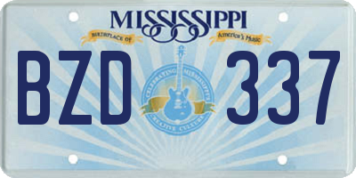 MS license plate BZD337