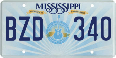 MS license plate BZD340