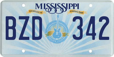 MS license plate BZD342