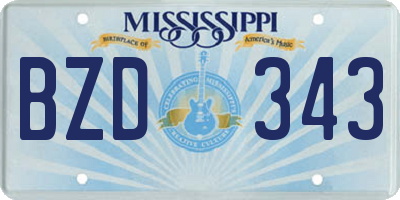 MS license plate BZD343