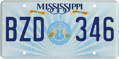 MS license plate BZD346
