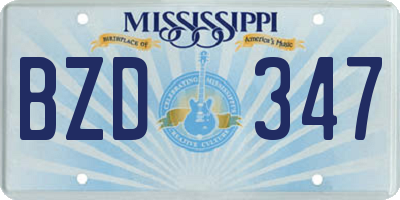 MS license plate BZD347