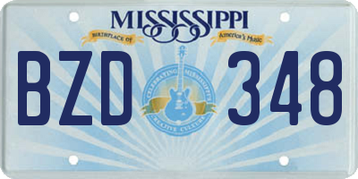 MS license plate BZD348