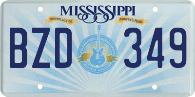 MS license plate BZD349