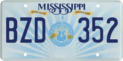 MS license plate BZD352