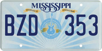 MS license plate BZD353