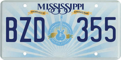 MS license plate BZD355
