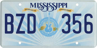 MS license plate BZD356