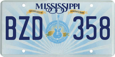 MS license plate BZD358