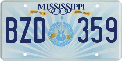 MS license plate BZD359