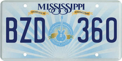 MS license plate BZD360