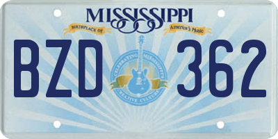 MS license plate BZD362