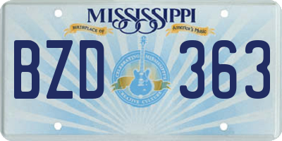 MS license plate BZD363